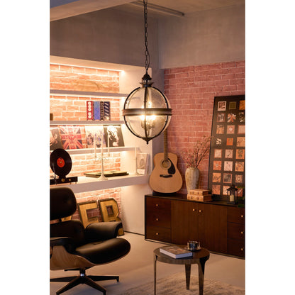 Pendant Light | Glass Globe Cage Design