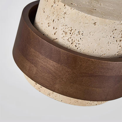 Pendant Light | Travertine Wood Cylinder Design