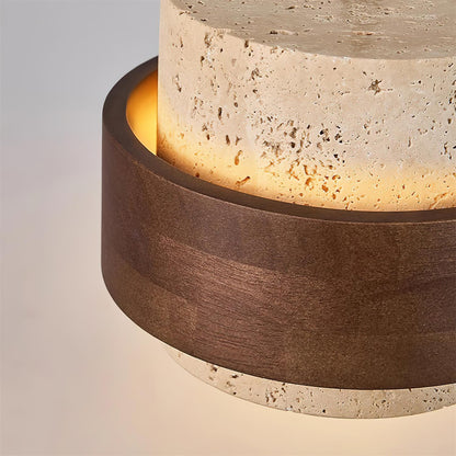 Pendant Light | Travertine Wood Cylinder Design