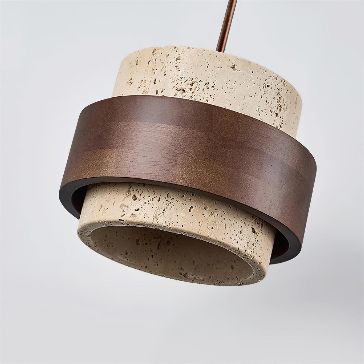 Pendant Light | Travertine Wood Cylinder Design