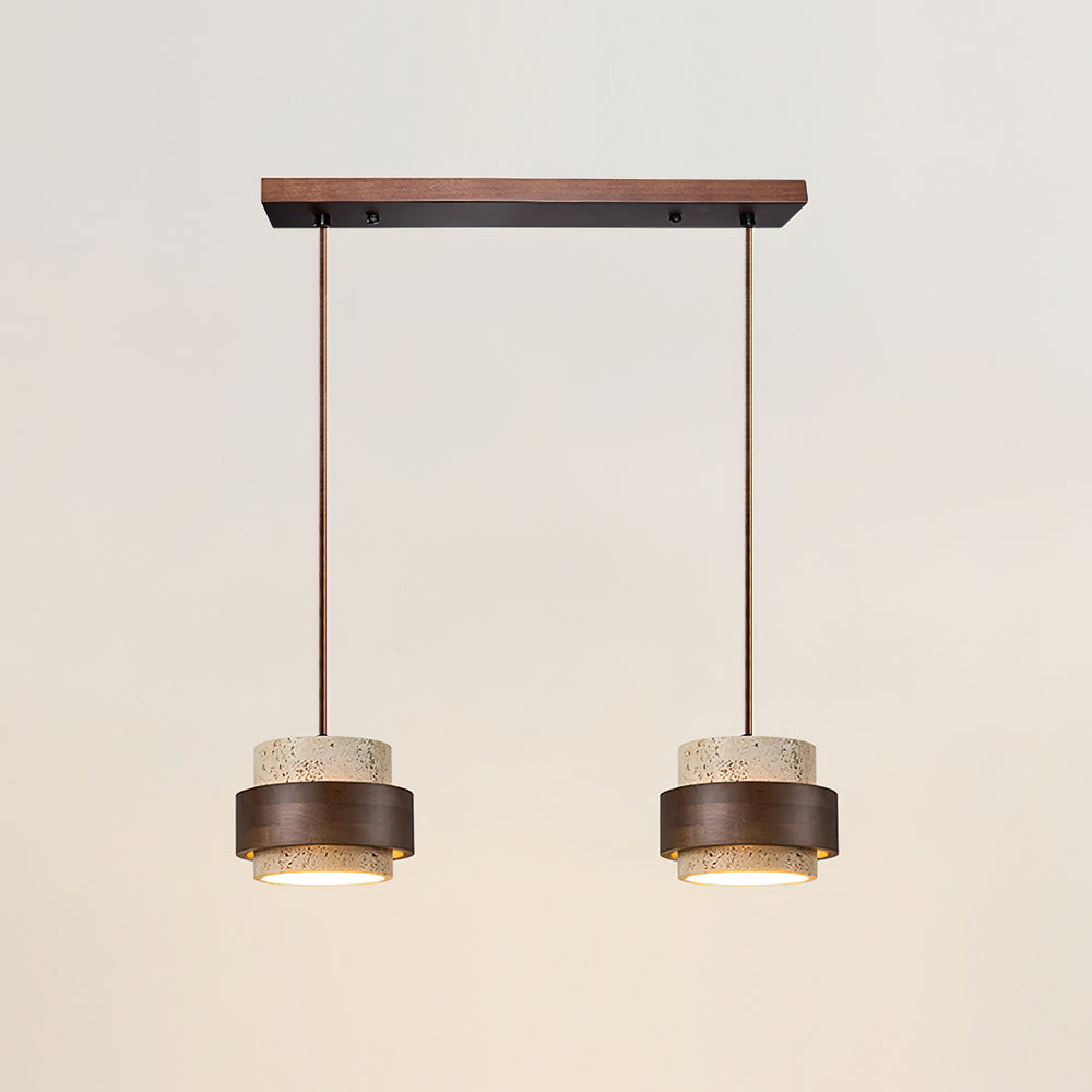 Pendant Light | Travertine Wood Cylinder Design