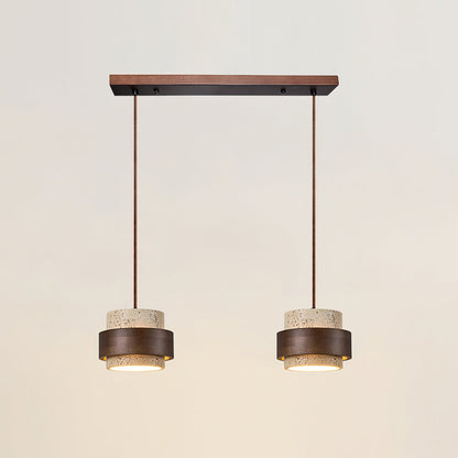 Pendant Light | Travertine Wood Cylinder Design