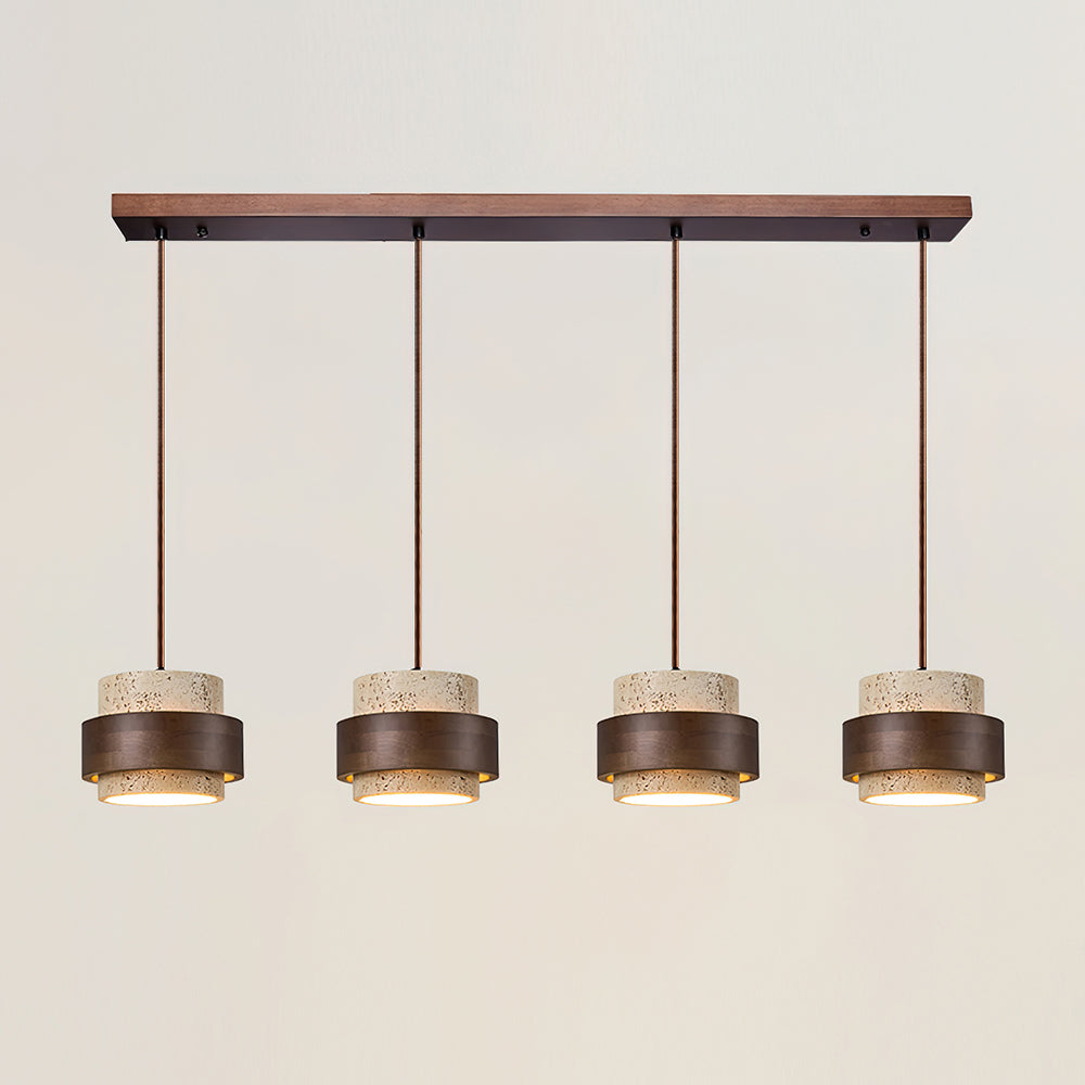 Pendant Light | Travertine Wood Cylinder Design