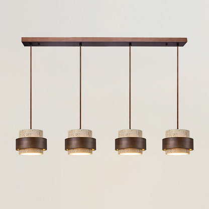 Pendant Light | Travertine Wood Cylinder Design
