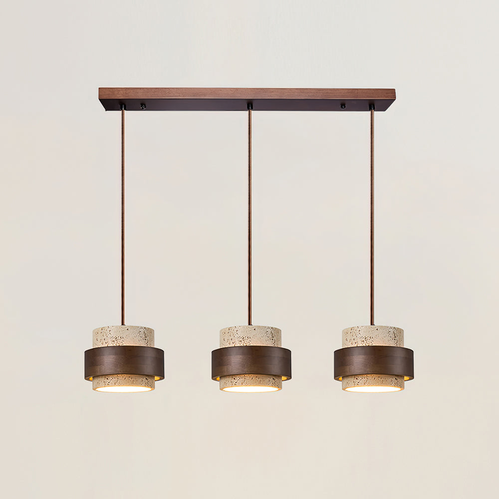 Pendant Light | Travertine Wood Cylinder Design