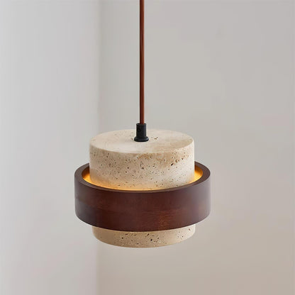 Pendant Light | Travertine Wood Cylinder Design