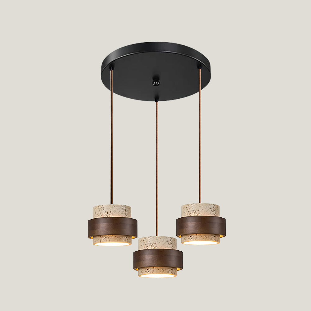 Pendant Light | Travertine Wood Cylinder Design
