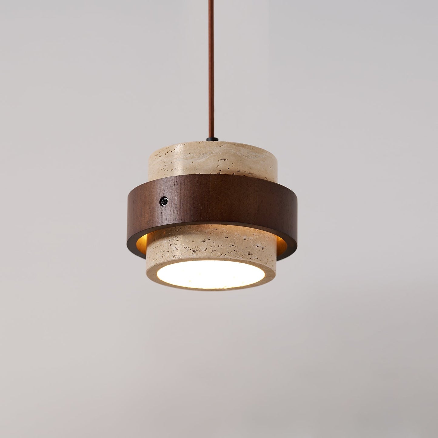 Pendant Light | Travertine Wood Cylinder Design