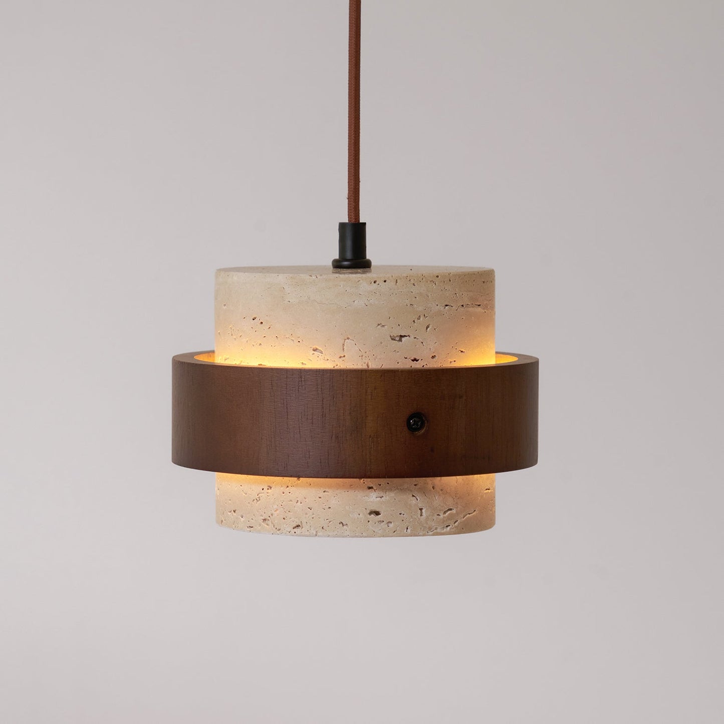 Pendant Light | Travertine Wood Cylinder Design