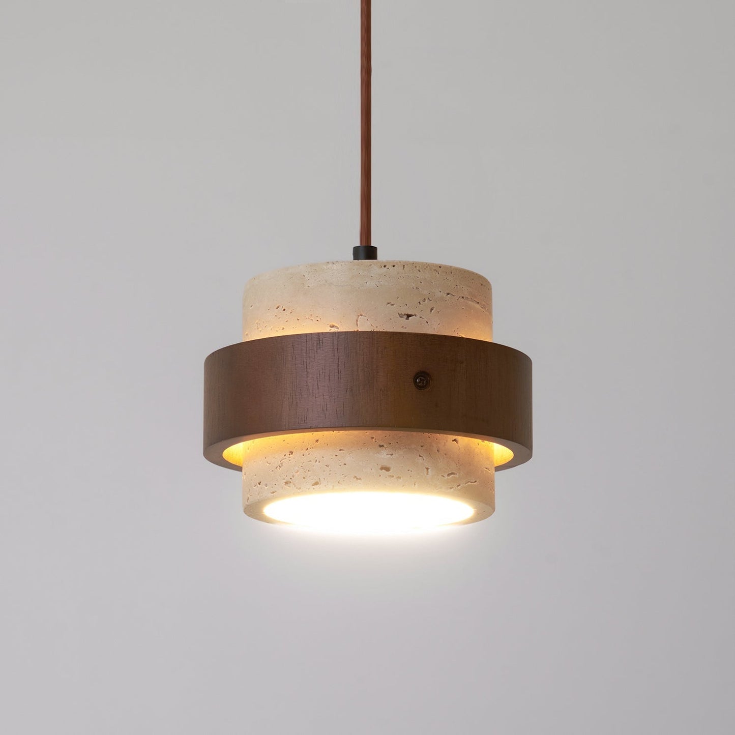 Pendant Light | Travertine Wood Cylinder Design