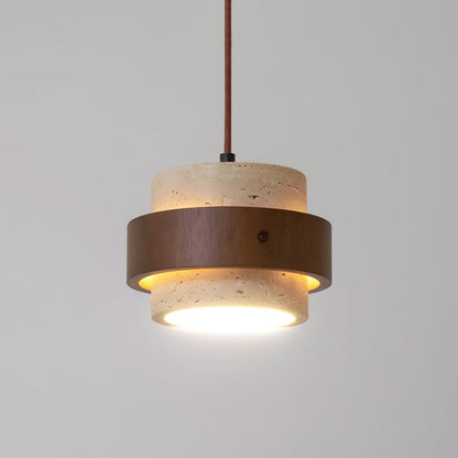 Pendant Light | Travertine Wood Cylinder Design
