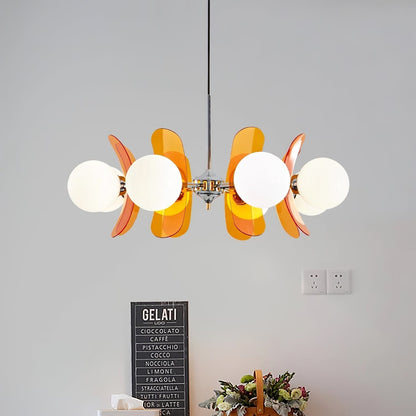 Ceiling Light | Amber Glass Globe Chandelier