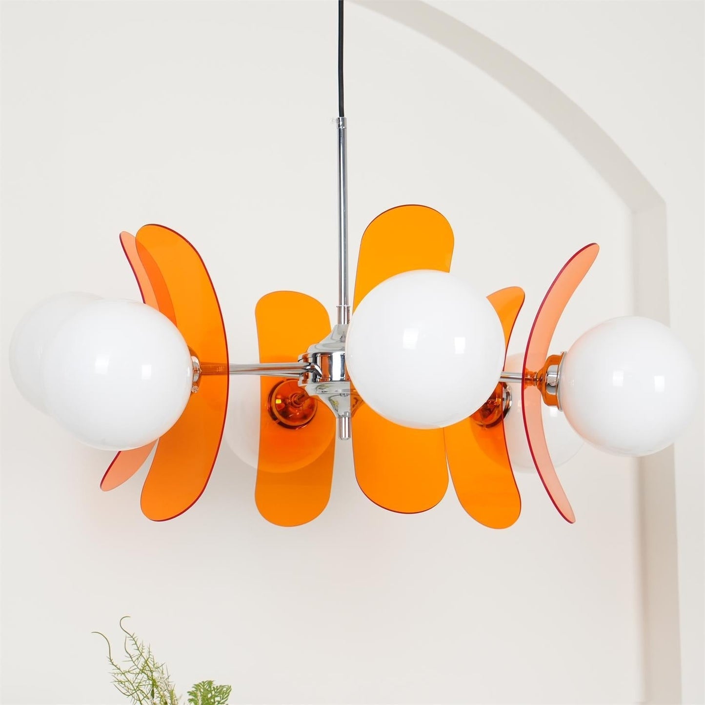 Ceiling Light | Amber Glass Globe Chandelier