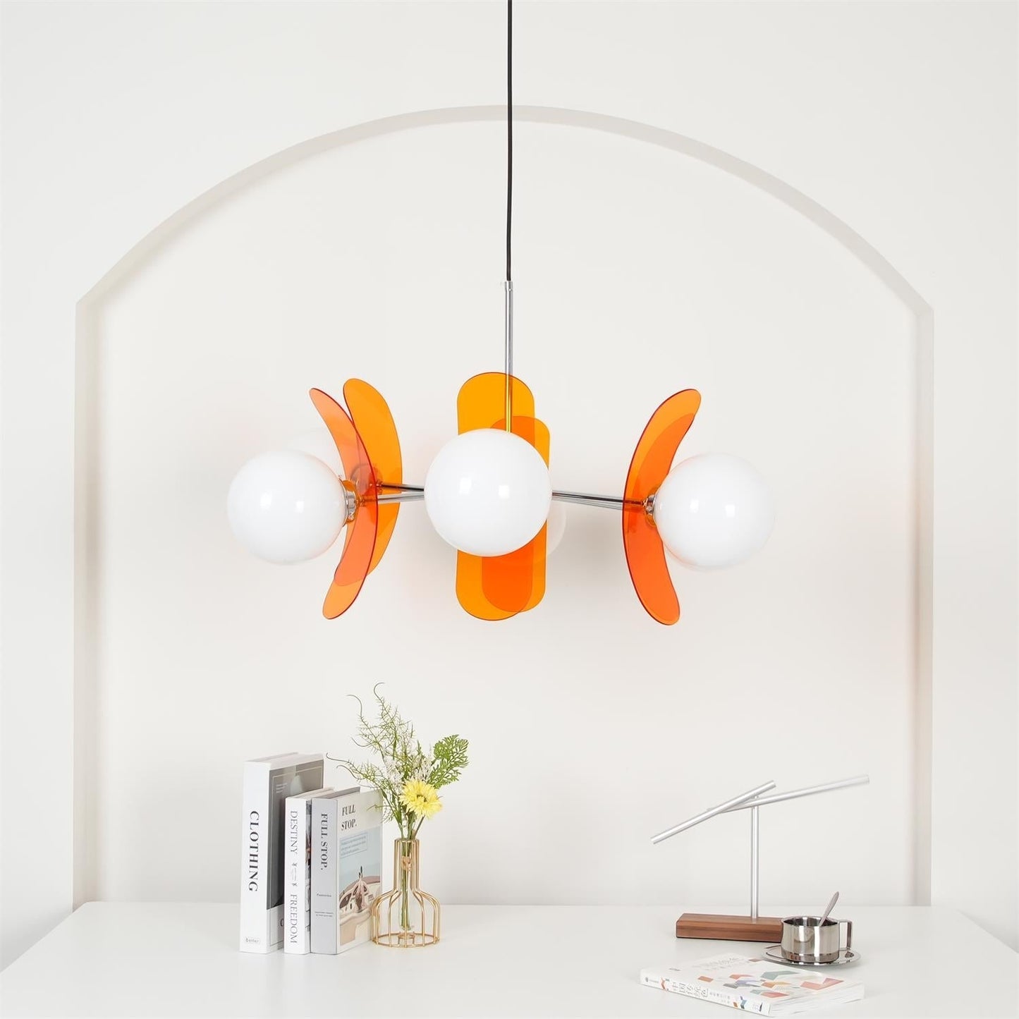 Ceiling Light | Amber Glass Globe Chandelier
