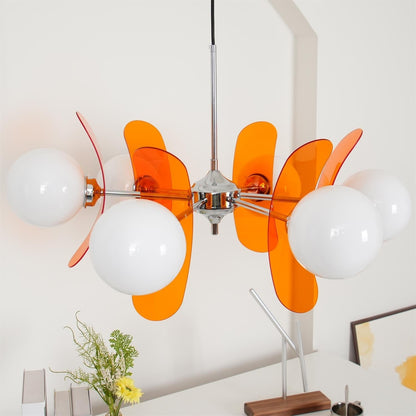 Ceiling Light | Amber Glass Globe Chandelier