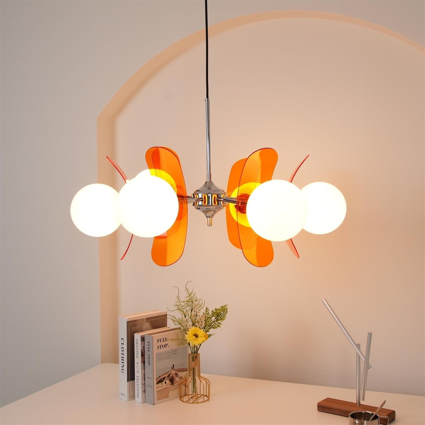 Ceiling Light | Amber Glass Globe Chandelier