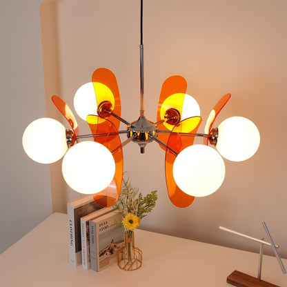 Ceiling Light | Amber Glass Globe Chandelier