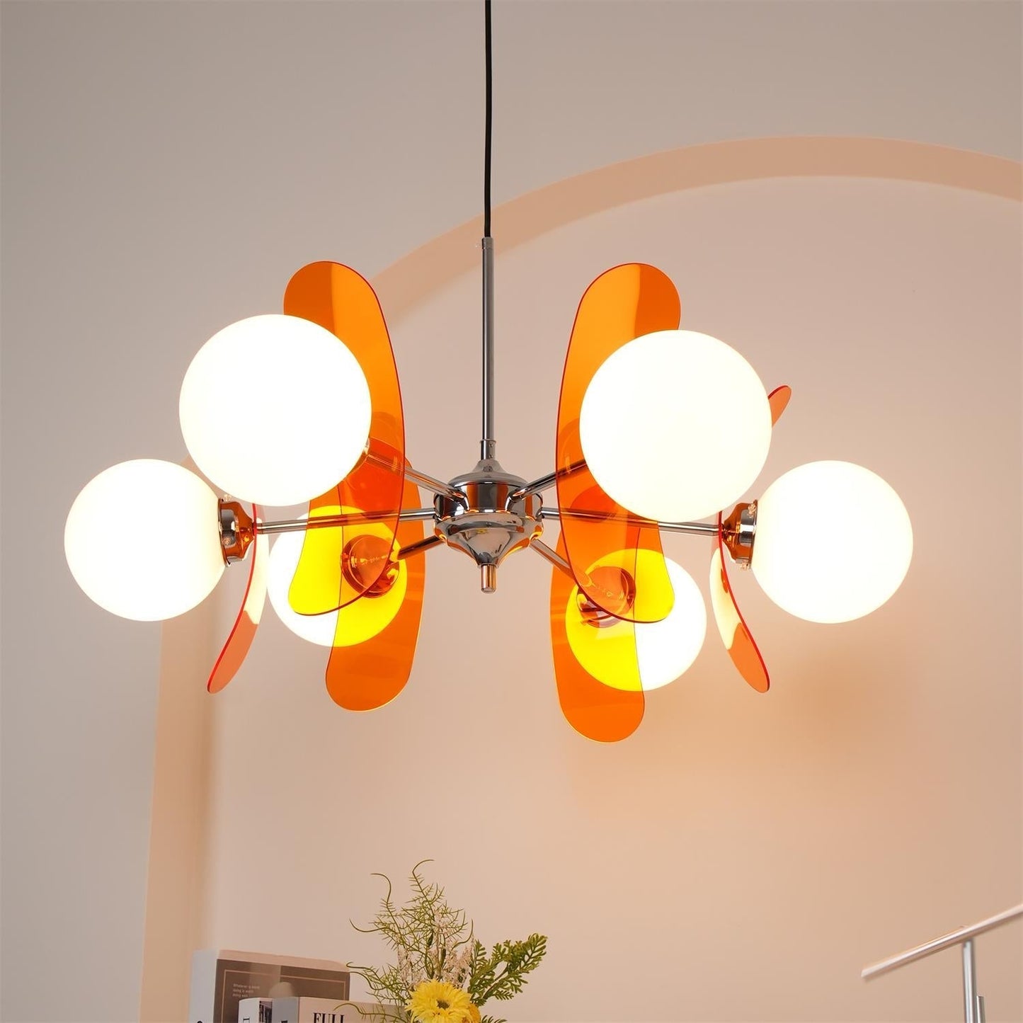 Ceiling Light | Amber Glass Globe Chandelier