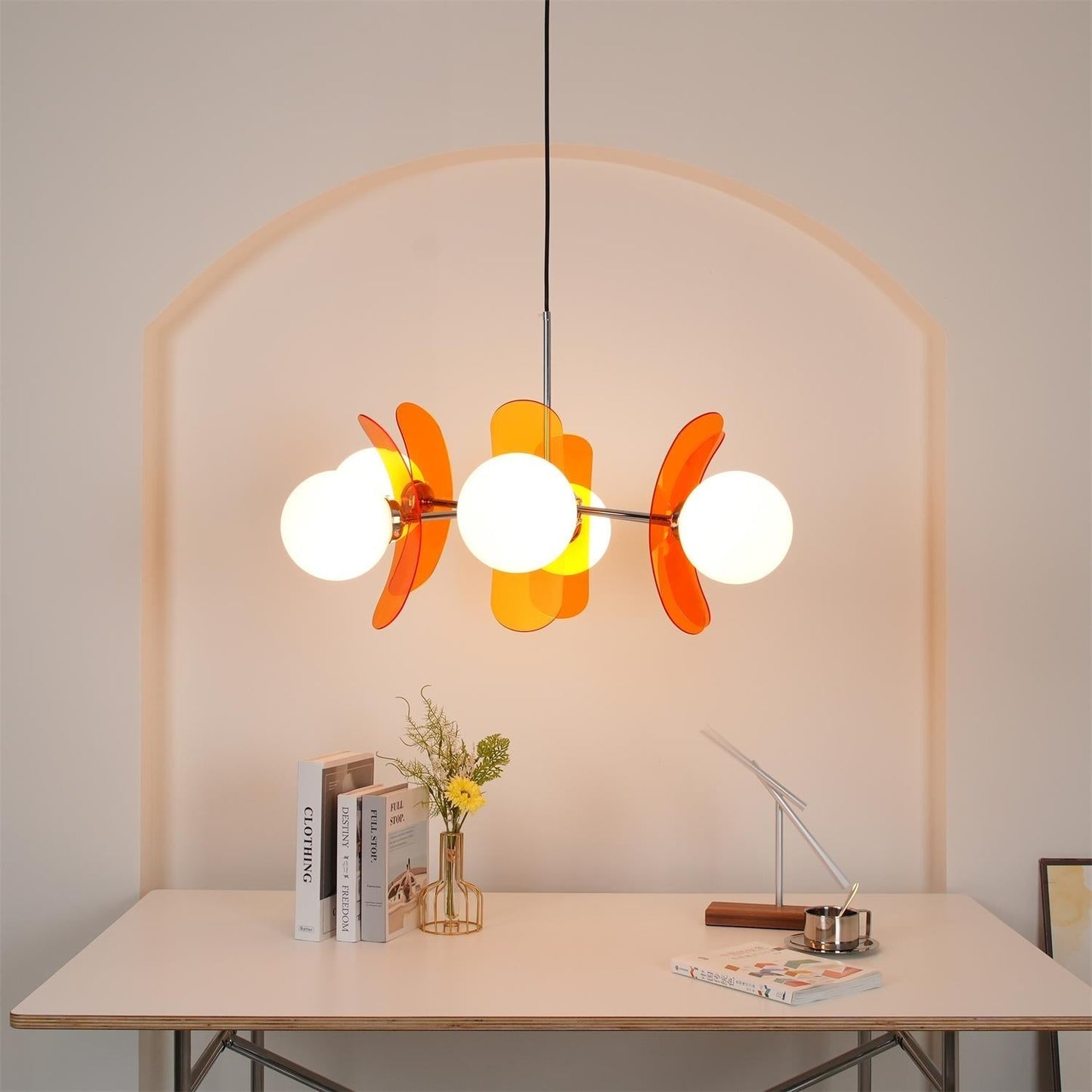 Ceiling Light | Amber Glass Globe Chandelier