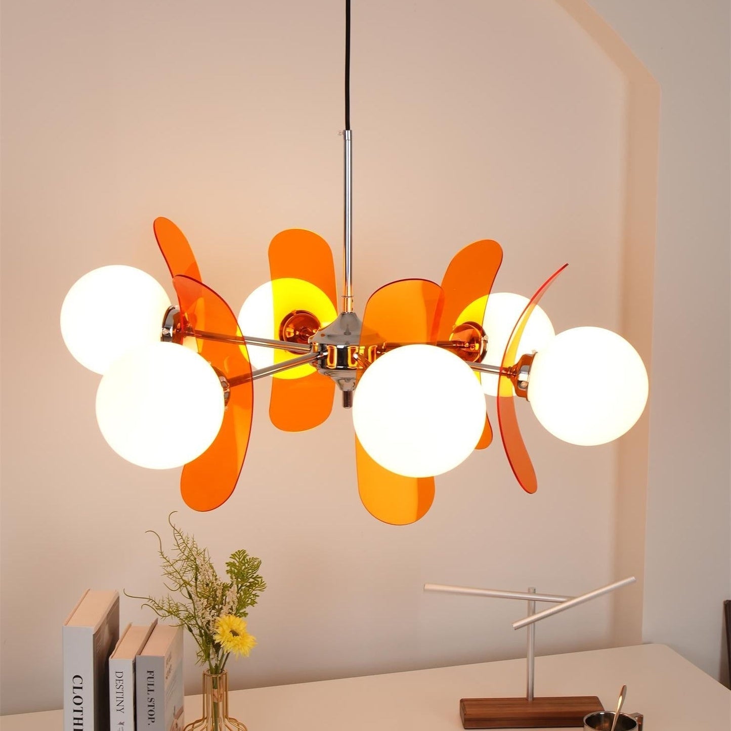 Ceiling Light | Amber Glass Globe Chandelier