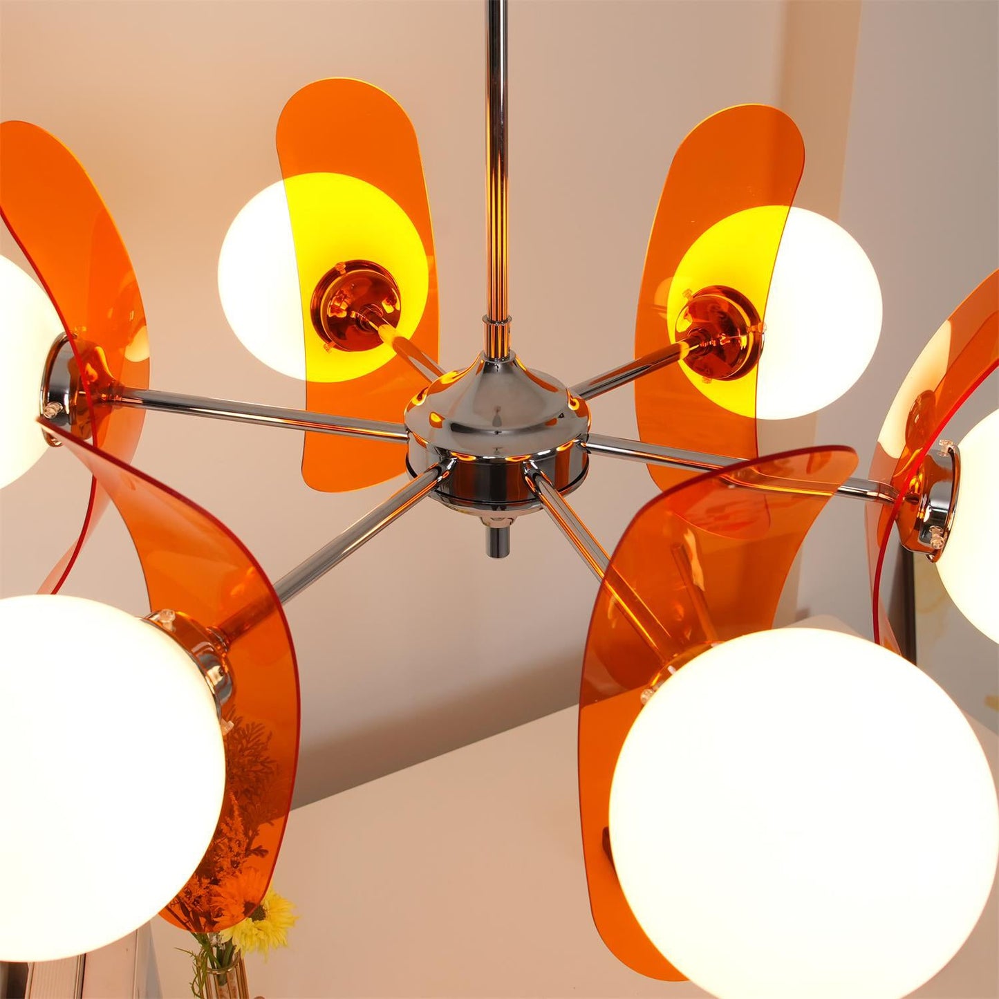 Ceiling Light | Amber Glass Globe Chandelier