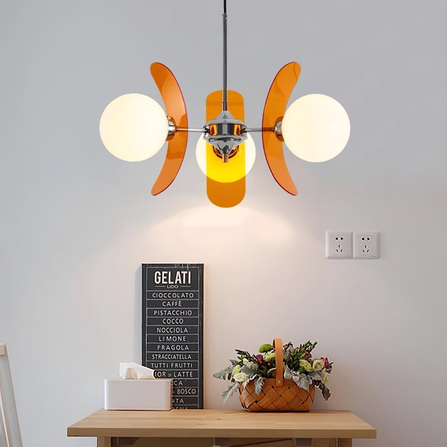 Ceiling Light | Amber Glass Globe Chandelier