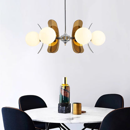 Ceiling Light | Amber Glass Globe Chandelier