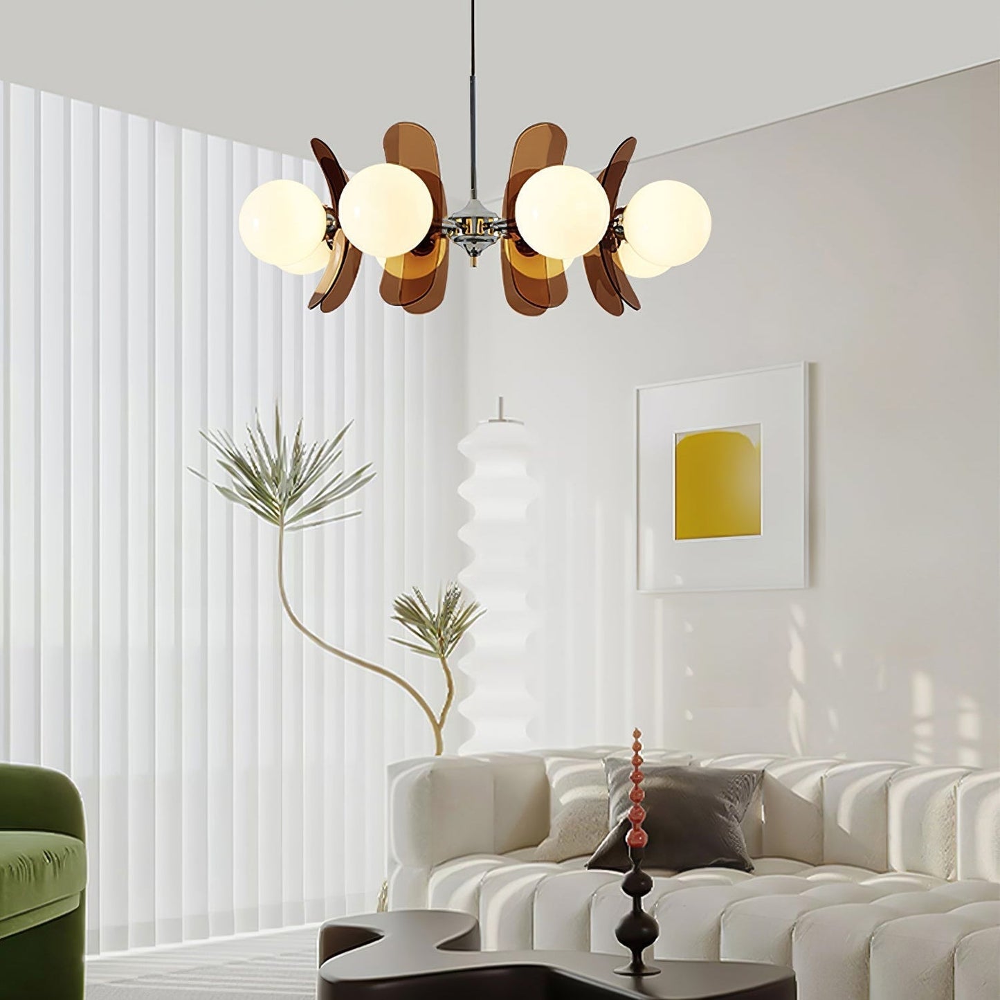 Ceiling Light | Amber Glass Globe Chandelier