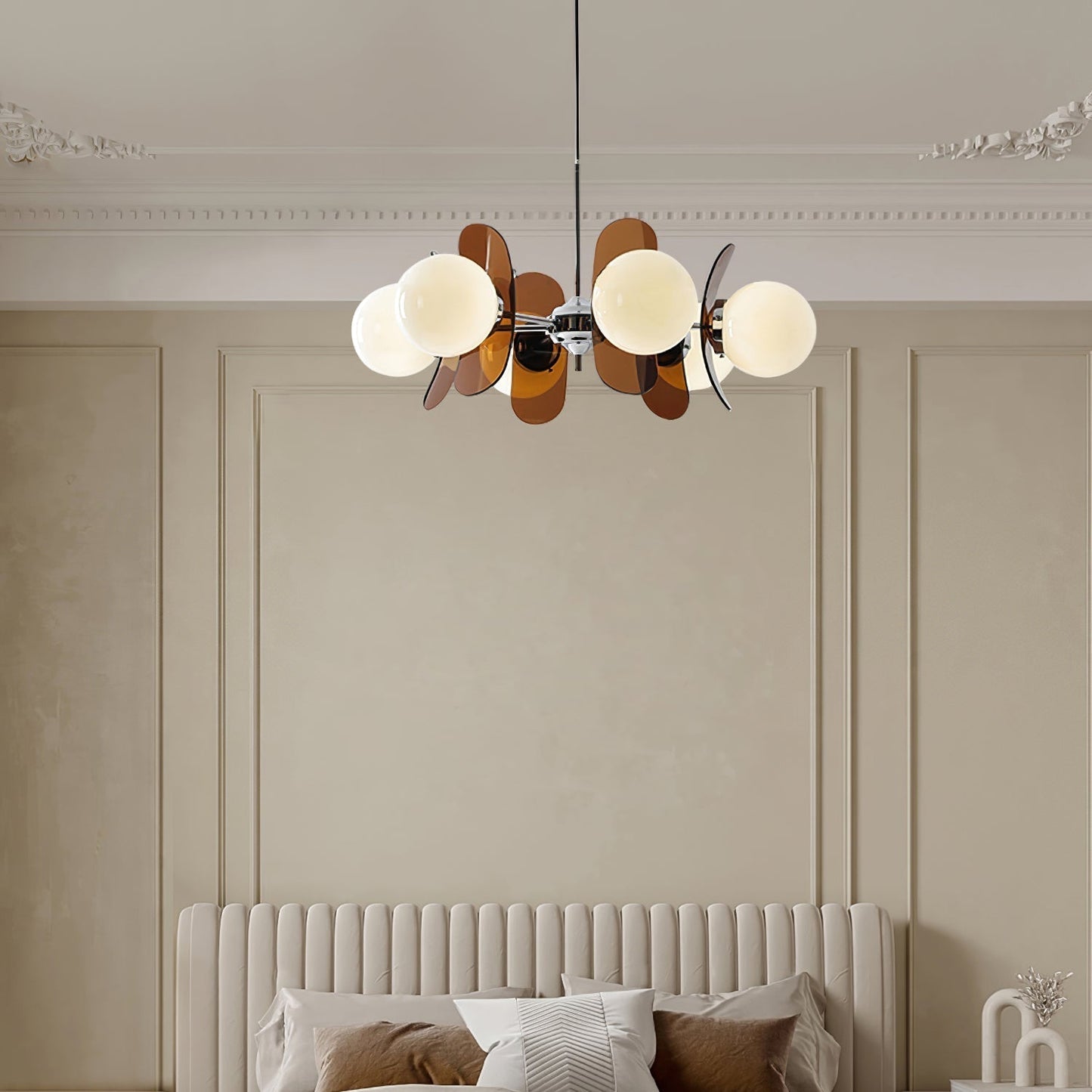 Ceiling Light | Amber Glass Globe Chandelier