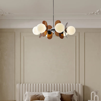 Ceiling Light | Amber Glass Globe Chandelier