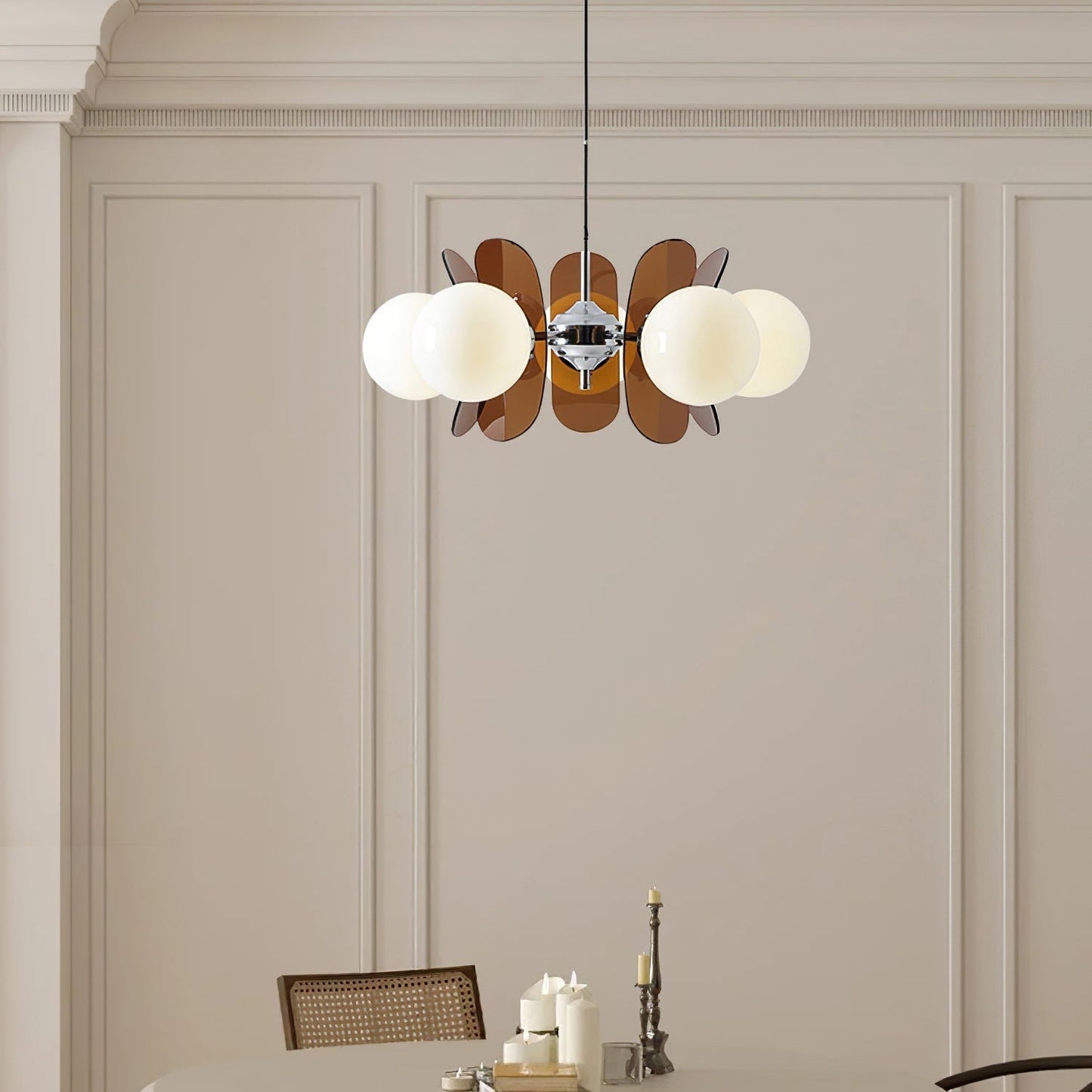 Ceiling Light | Amber Glass Globe Chandelier