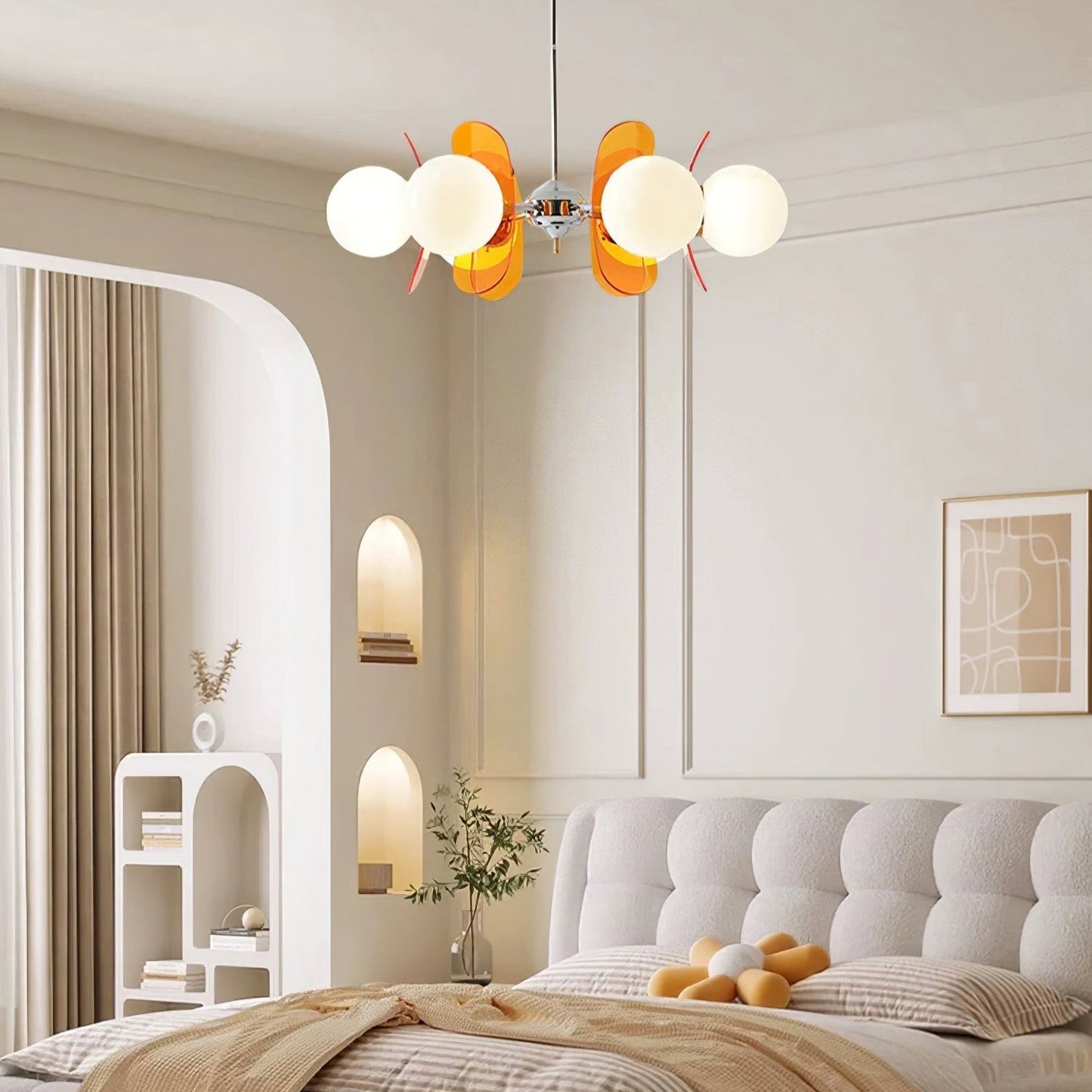 Ceiling Light | Amber Glass Globe Chandelier
