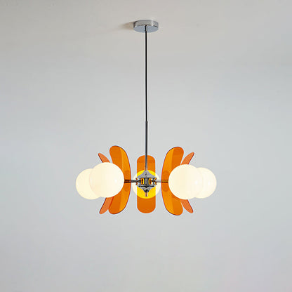 Ceiling Light | Amber Glass Globe Chandelier