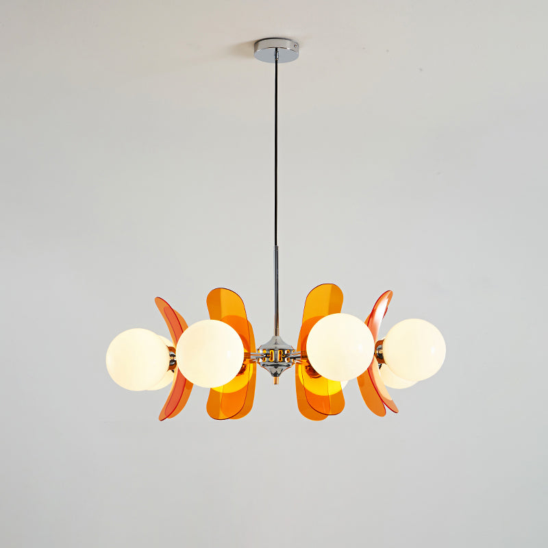 Ceiling Light | Amber Glass Globe Chandelier