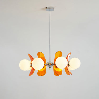 Ceiling Light | Amber Glass Globe Chandelier