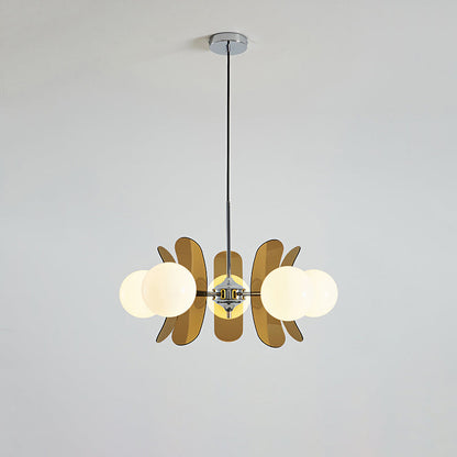 Ceiling Light | Amber Glass Globe Chandelier