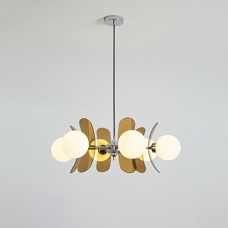 Ceiling Light | Amber Glass Globe Chandelier