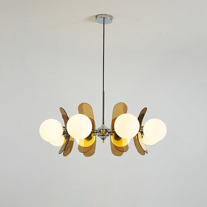 Ceiling Light | Amber Glass Globe Chandelier