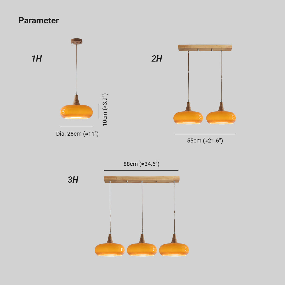 Pendant Light | Amber Glass Wood Design