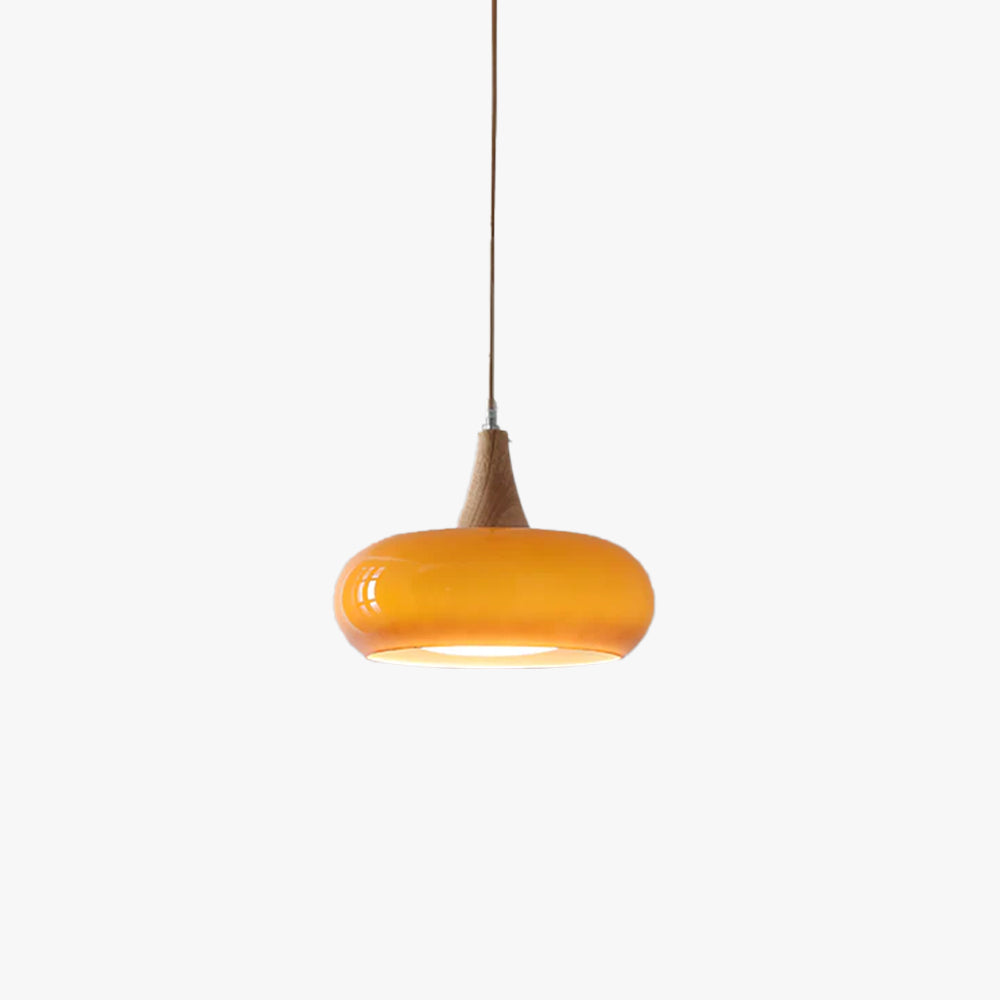 Pendant Light | Amber Glass Wood Design