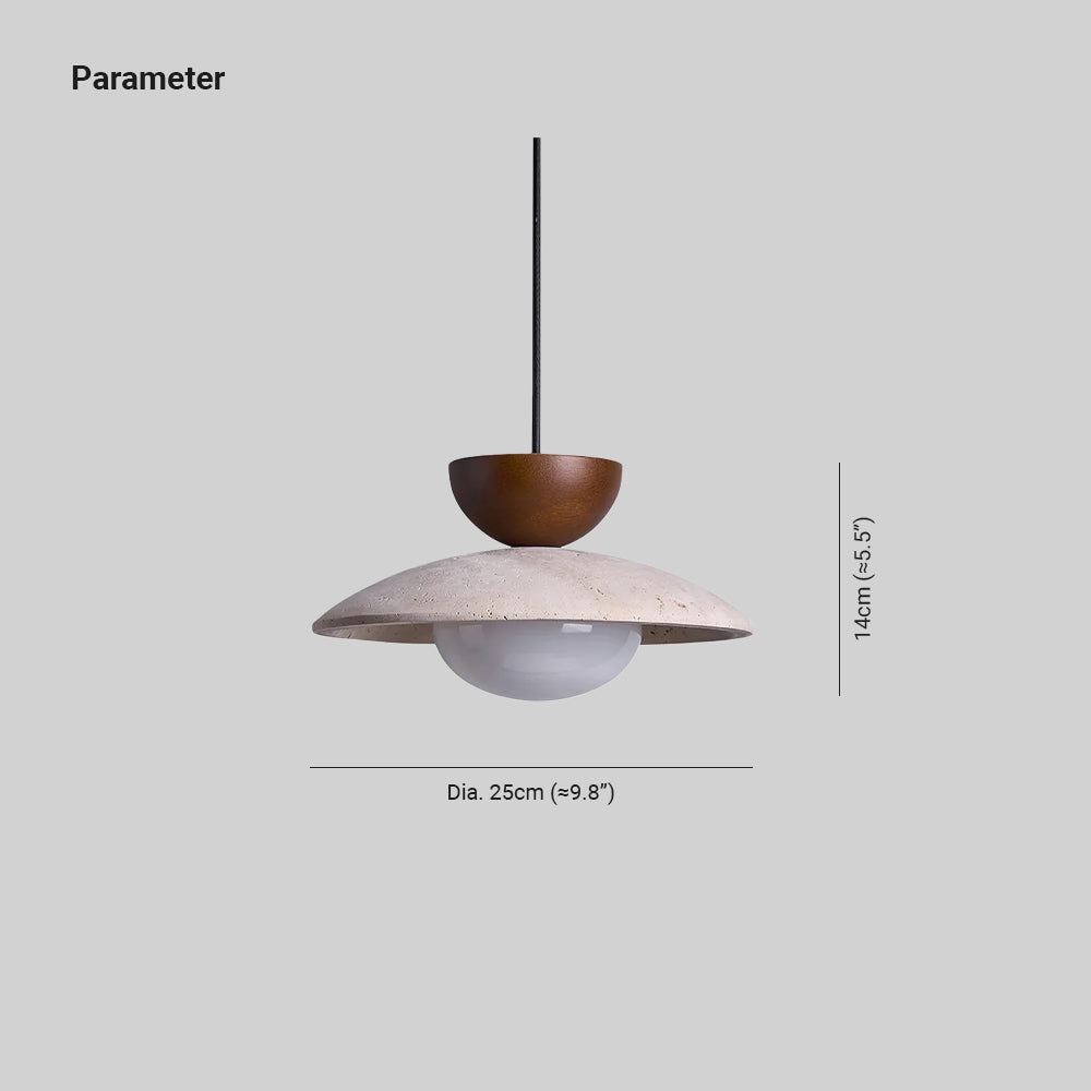 Pendant Light | Travertine Wood Dome Design
