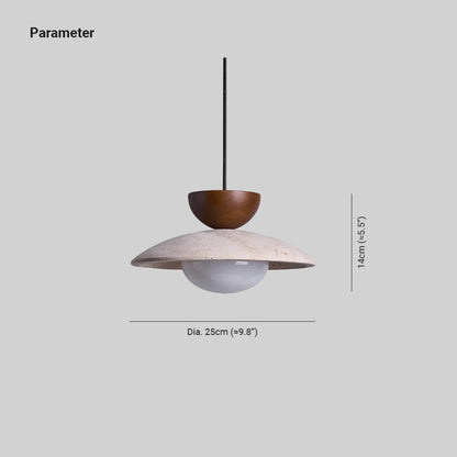 Pendant Light | Travertine Wood Dome Design