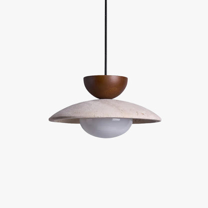 Pendant Light | Travertine Wood Dome Design