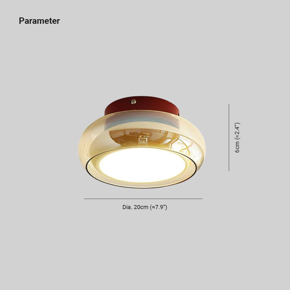 Ceiling Light | Retro Amber Glass Flush Mount
