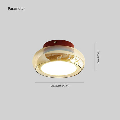 Ceiling Light | Retro Amber Glass Flush Mount