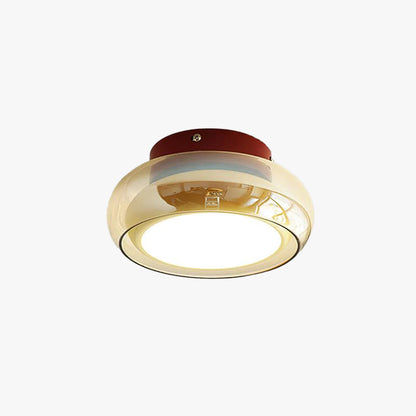 Ceiling Light | Retro Amber Glass Flush Mount