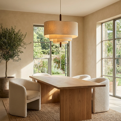 Pendant Light | Layered Linen Shade Chandelier