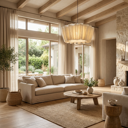 Pendant Light | Woven Fabric Tiered Design