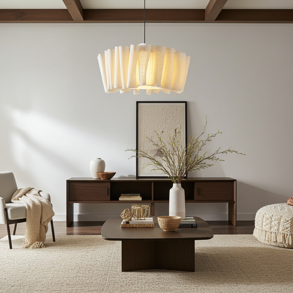Pendant Light | Woven Fabric Tiered Design