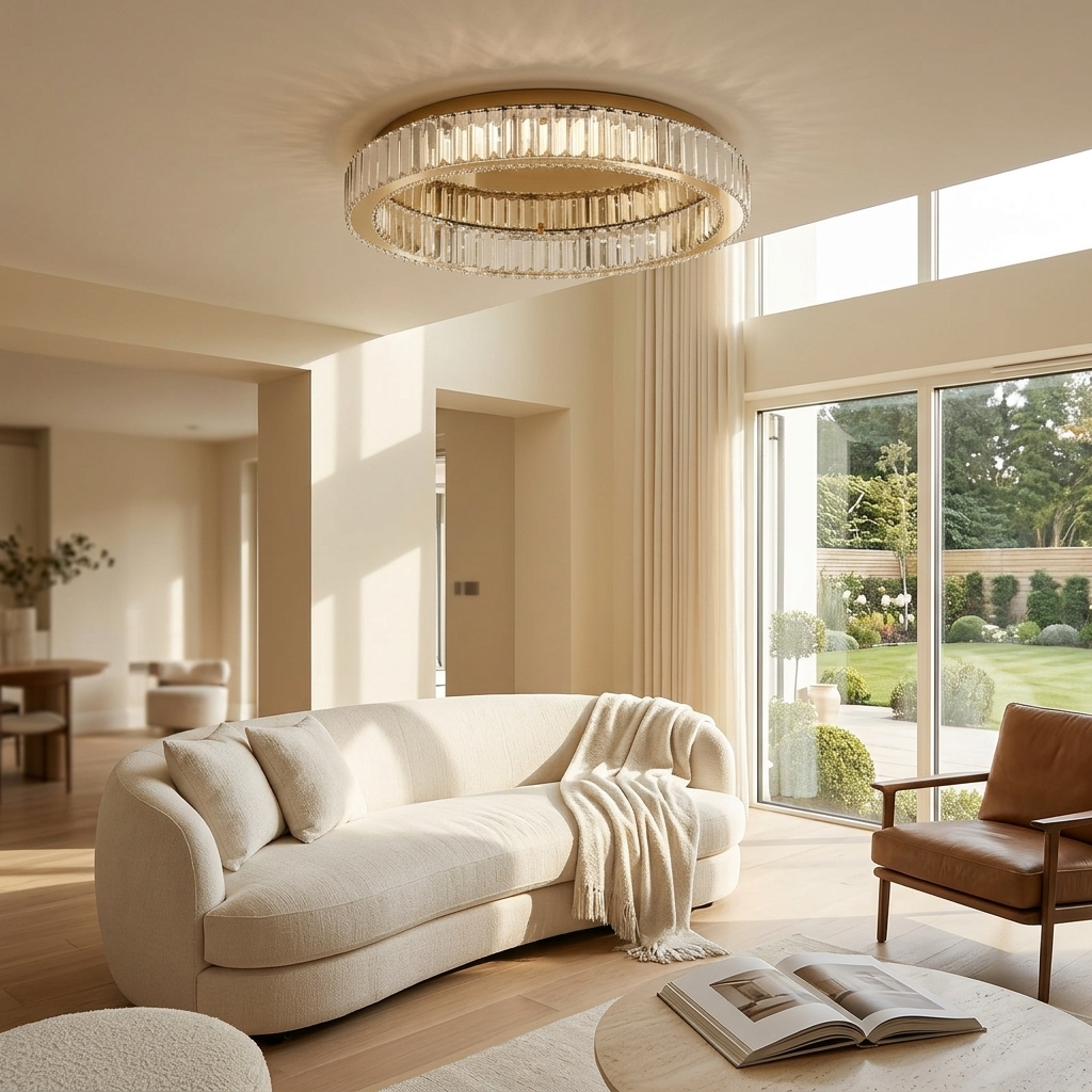 Ceiling Light | Round Crystal Ring Design